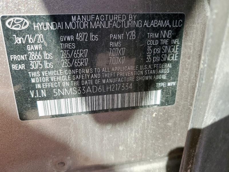 5NMS33AD6LH217334 - 2020 HYUNDAI SANTA FE SEL أسمر صورة 13