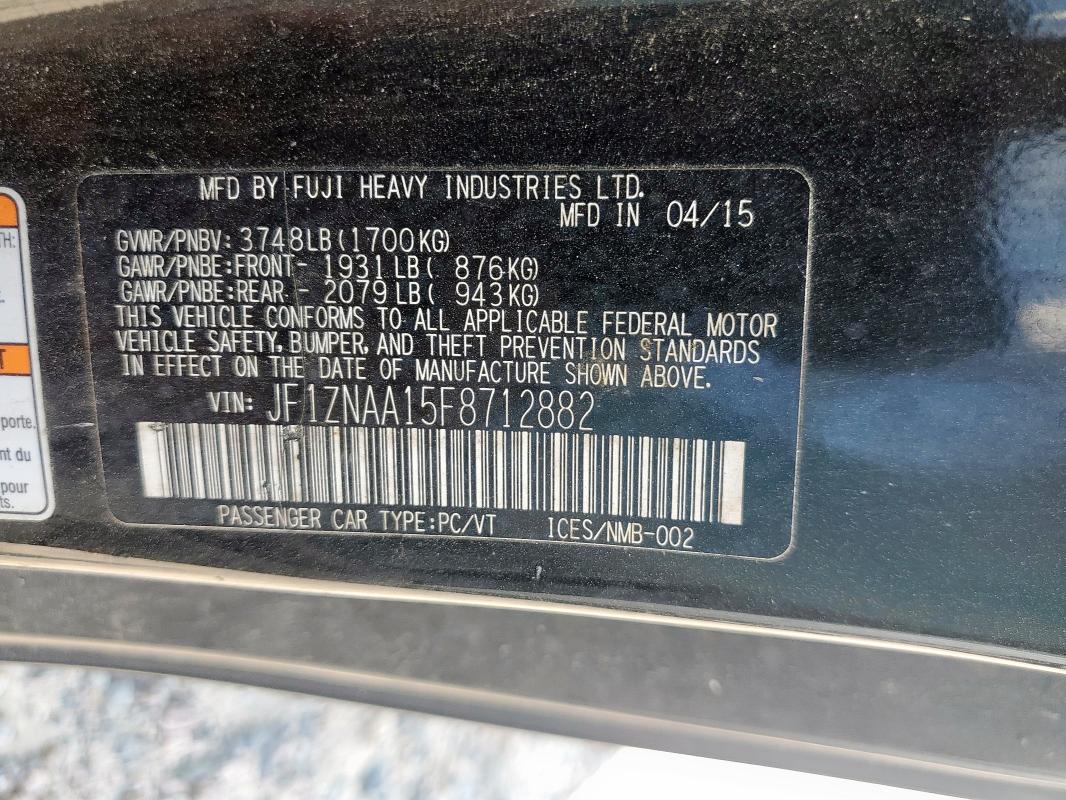 JF1ZNAA15F8712882 - 2015 TOYOTA SCION FR-S BLACK photo 12