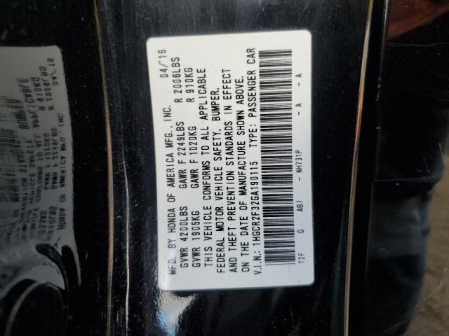 1HGCR2F32GA190115 - 2016 HONDA ACCORD LX 黑色 照片 12