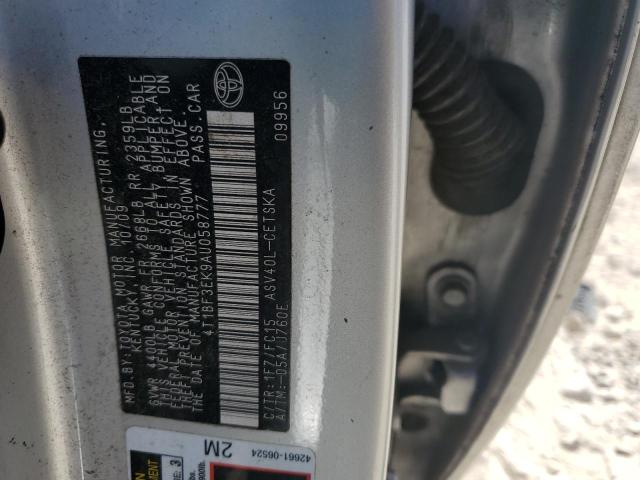 4T1BF3EK9AU058777 - 2010 TOYOTA CAMRY BASE SILVER photo 12
