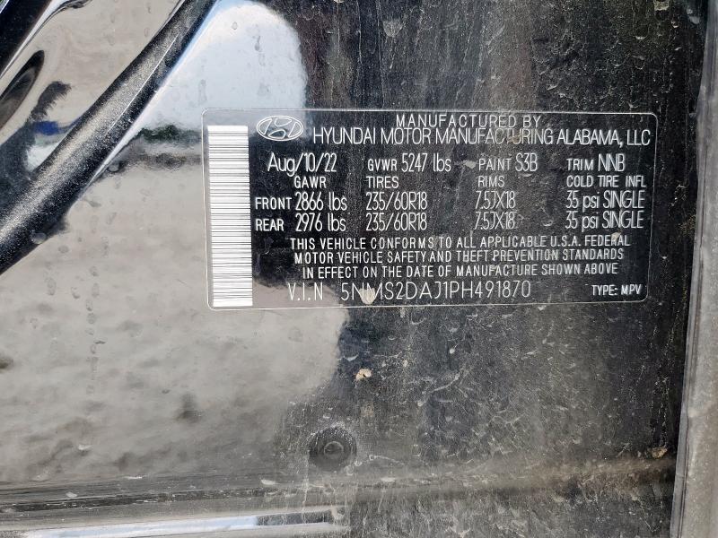 5NMS2DAJ1PH491870 - 2023 HYUNDAI SANTA FE SEL BLACK photo 14