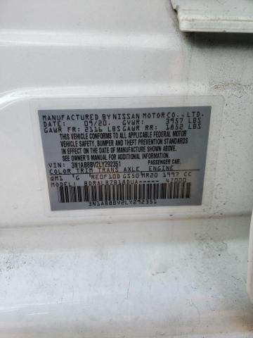 3N1AB8BV2LY292351 - 2020 NISSAN SENTRA S WHITE photo 12