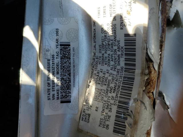 5TESM92N63Z181586 - 2003 TOYOTA TACOMA XTRACAB PRERUNNER 奶油色 照片 23