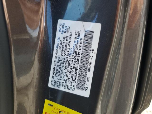 5FNRL5H92DB001849 - 2013 HONDA ODYSSEY TOURING CHARCOAL photo 13