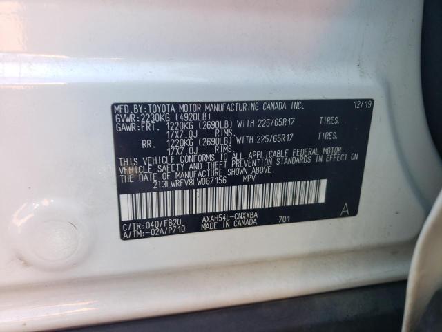 2T3LWRFV8LW067156 - 2020 TOYOTA RAV4 LE თეთრი ფოტო 13