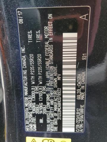 2T2ZZMCA8HC078922 - 2017 LEXUS RX 350 BASE BLACK photo 13