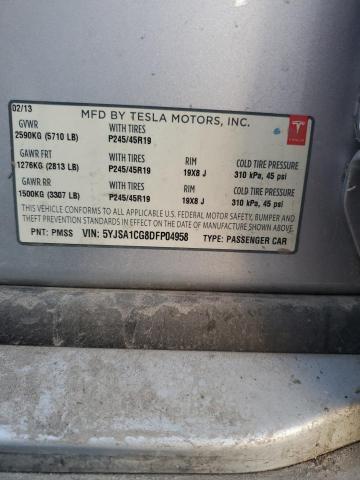5YJSA1CG8DFP04958 - 2013 TESLA MODEL S SILVER photo 12