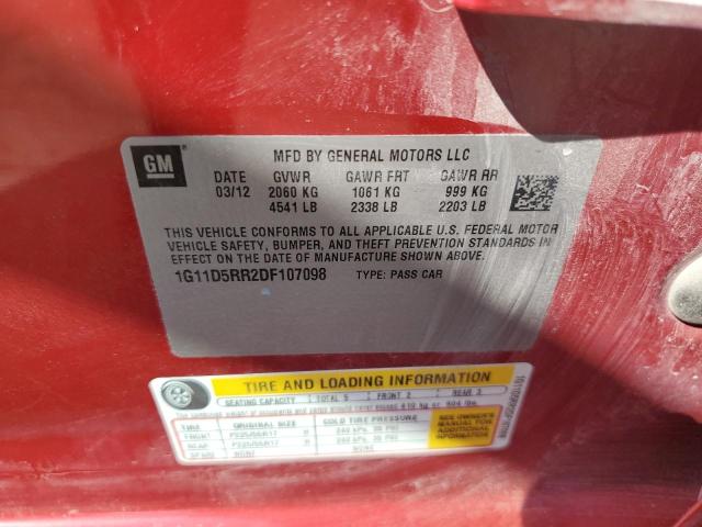 1G11D5RR2DF107098 - 2013 CHEVROLET MALIBU 1LT RED photo 12