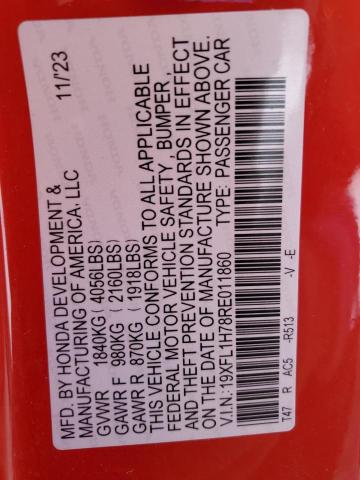 19XFL1H78RE011860 - 2024 HONDA CIVIC EXL 红色 照片 13