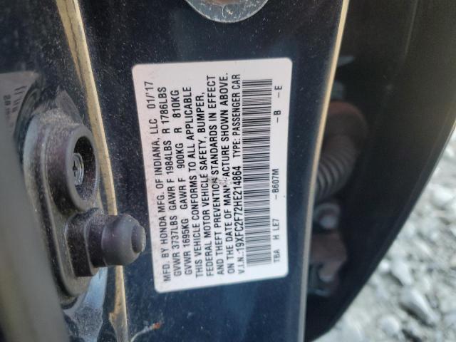 19XFC2F72HE214864 - 2017 HONDA CIVIC EX Көк фото 12