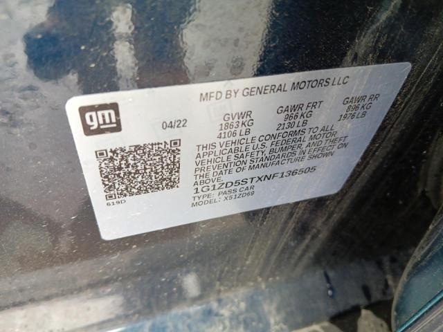 1G1ZD5STXNF136505 - 2022 CHEVROLET MALIBU LT BLUE photo 13