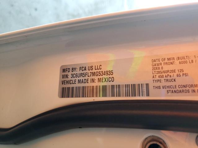 3C6UR5FL7MG534935 - 2021 RAM 2500 LARAMIE 白色 照片 12