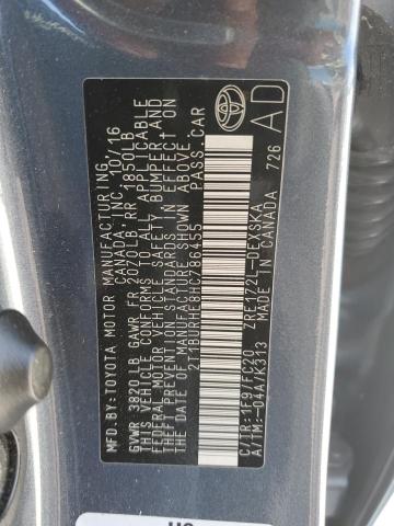 2T1BURHE8HC786455 - 2017 TOYOTA COROLLA L BLUE photo 12