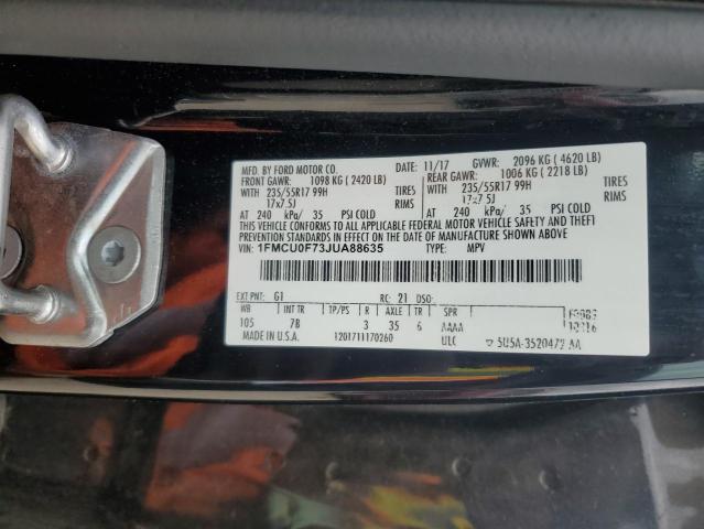 1FMCU0F73JUA88635 - 2018 FORD ESCAPE S Siyah fotoğraf 13