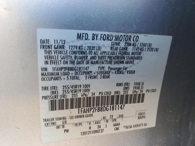 1FAHP2F88DG181147 - 2013 FORD TAURUS LIMITED SILVER photo 13