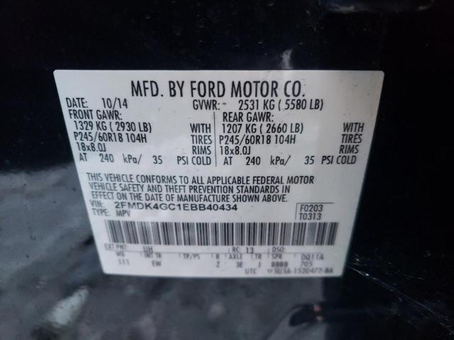 2FMDK4GC1EBB40434 - 2014 FORD EDGE SE BLACK photo 13