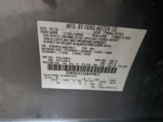 2FMGK5CC5ABA99857 - 2010 FORD FLEX SEL TWO TONE photo 13