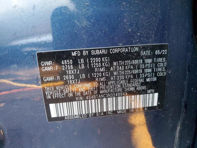 4S4BTANC3N3248849 - 2022 SUBARU OUTBACK LIMITED BLUE photo 14