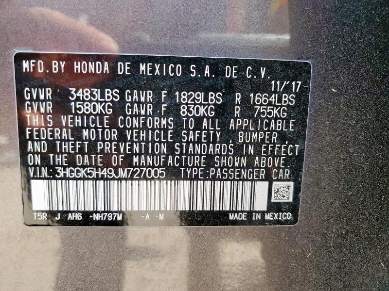 3HGGK5H49JM727005 - 2018 HONDA FIT LX Сұр фото 13