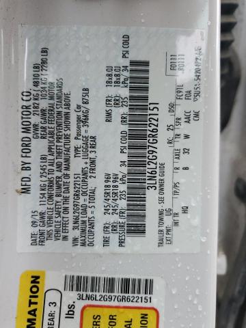 3LN6L2G97GR622151 - 2016 LINCOLN MKZ WHITE photo 12