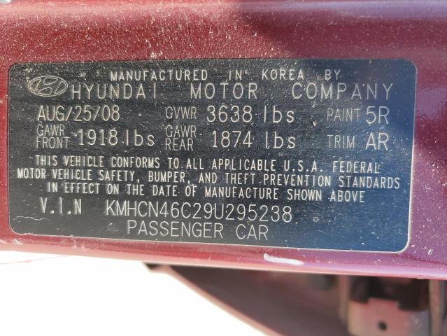 KMHCN46C29U295238 - 2009 HYUNDAI ACCENT GLS BURGUNDY photo 12