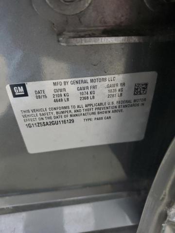 1G11Z5SA2GU116129 - 2016 CHEVROLET IMPALA LS 灰色 照片 12