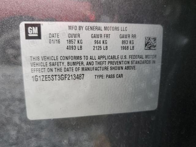 1G1ZE5ST3GF213487 - 2016 CHEVROLET MALIBU LT 灰色 照片 12