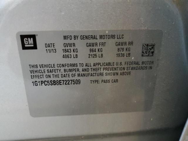 1G1PC5SB8E7227509 - 2014 CHEVROLET CRUZE LT SILVER photo 12