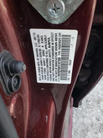 19XFB2F8XFE107599 - 2015 HONDA CIVIC EX BURGUNDY photo 12