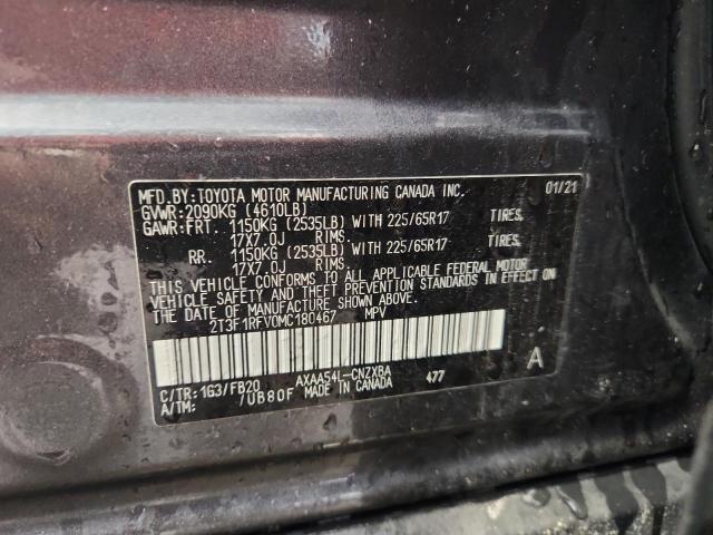 2T3F1RFV0MC180467 - 2021 TOYOTA RAV4 LE GRAY photo 13