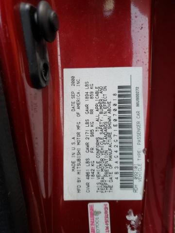 4B3AG42G71E070018 - 2001 DODGE STRATUS SE RED photo 12