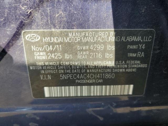 5NPEC4AC4CH411860 - 2012 HYUNDAI SONATA SE 蓝色 照片 12