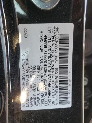 19XFL1H71NE012245 - 2022 HONDA CIVIC EXL BLACK photo 12