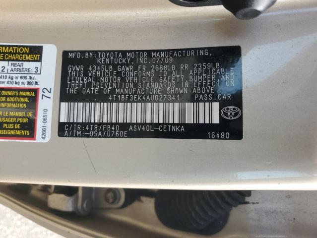 4T1BF3EK4AU027341 - 2010 TOYOTA CAMRY BASE Світло-коричневий фото 13