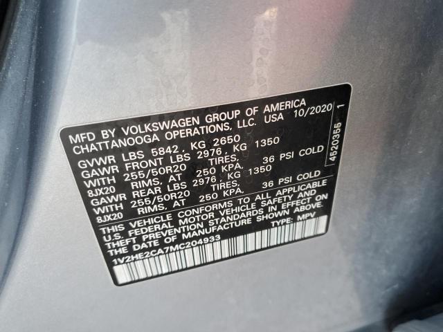 1V2HE2CA7MC204933 - 2021 VOLKSWAGEN ATLAS CROS SE SILVER photo 13