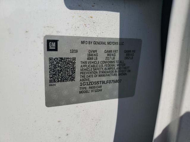 1G1ZD5ST9LF075807 - 2020 CHEVROLET MALIBU LT თეთრი ფოტო 12