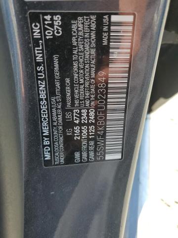 55SWF4KB0FU023849 - 2015 MERCEDES-BENZ C 300 4MATIC GRAY photo 12