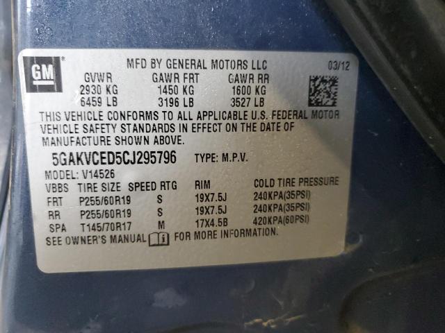 5GAKVCED5CJ295796 - 2012 BUICK ENCLAVE BLUE photo 13