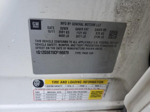 1G1ZG5E70CF186879 - 2012 CHEVROLET MALIBU LTZ თეთრი ფოტო 12