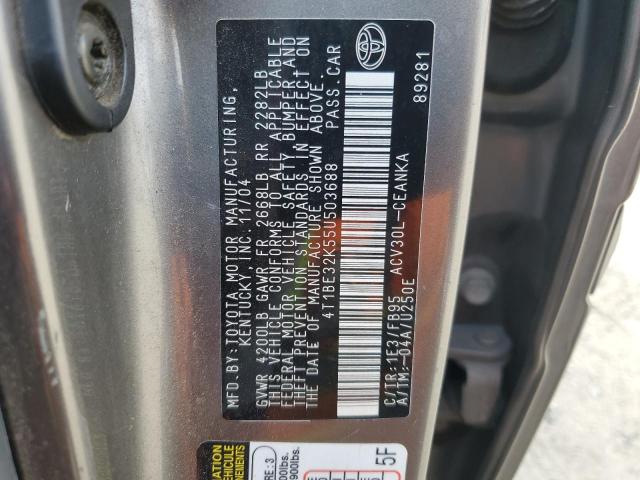 4T1BE32K55U503688 - 2005 TOYOTA CAMRY LE GRAY photo 12