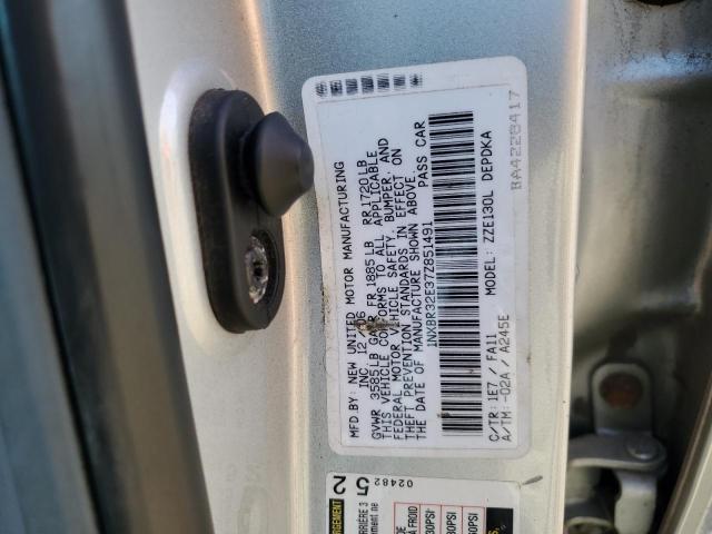 1NXBR32E37Z851491 - 2007 TOYOTA COROLLA CE SILVER photo 12