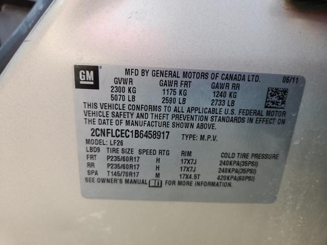 2CNFLCEC1B6458917 - 2011 CHEVROLET EQUINOX LS 金色 照片 12