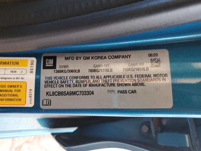 KL8CB6SA9MC703304 - 2021 CHEVROLET SPARK LS Теңіз көгі фото 12