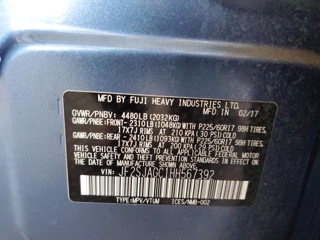 JF2SJAGC1HH567392 - 2017 SUBARU FORESTER 2.5I PREMIUM Azul foto 12