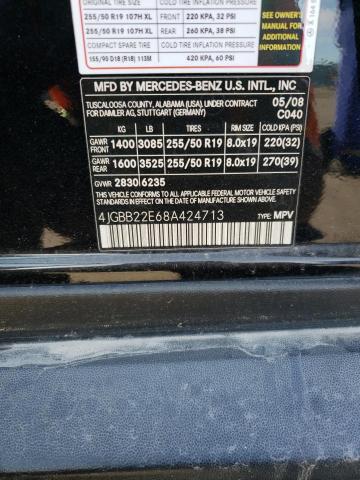 4JGBB22E68A424713 - 2008 MERCEDES-BENZ ML 320 CDI BLACK photo 13