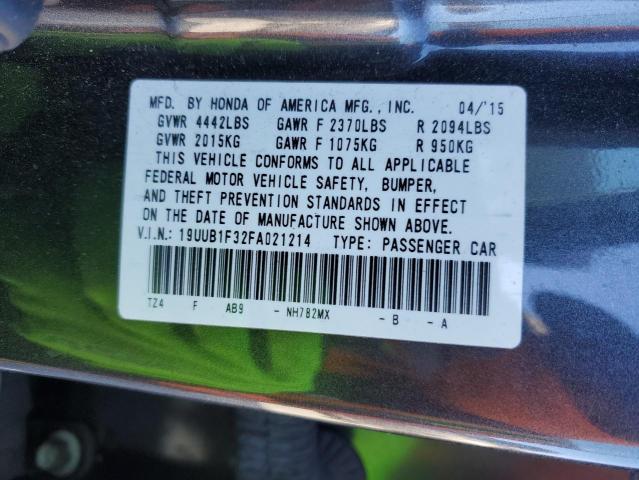 19UUB1F32FA021214 - 2015 ACURA TLX CHARCOAL photo 12