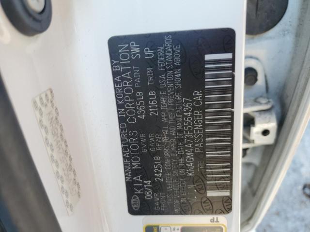 KNAGM4A73F5564367 - 2015 KIA OPTIMA LX WHITE photo 12