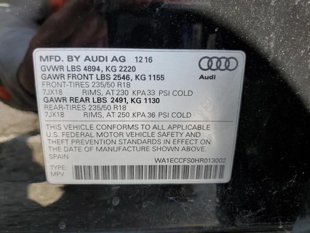 WA1ECCFS0HR013002 - 2017 AUDI Q3 PREMIUM BLACK photo 13