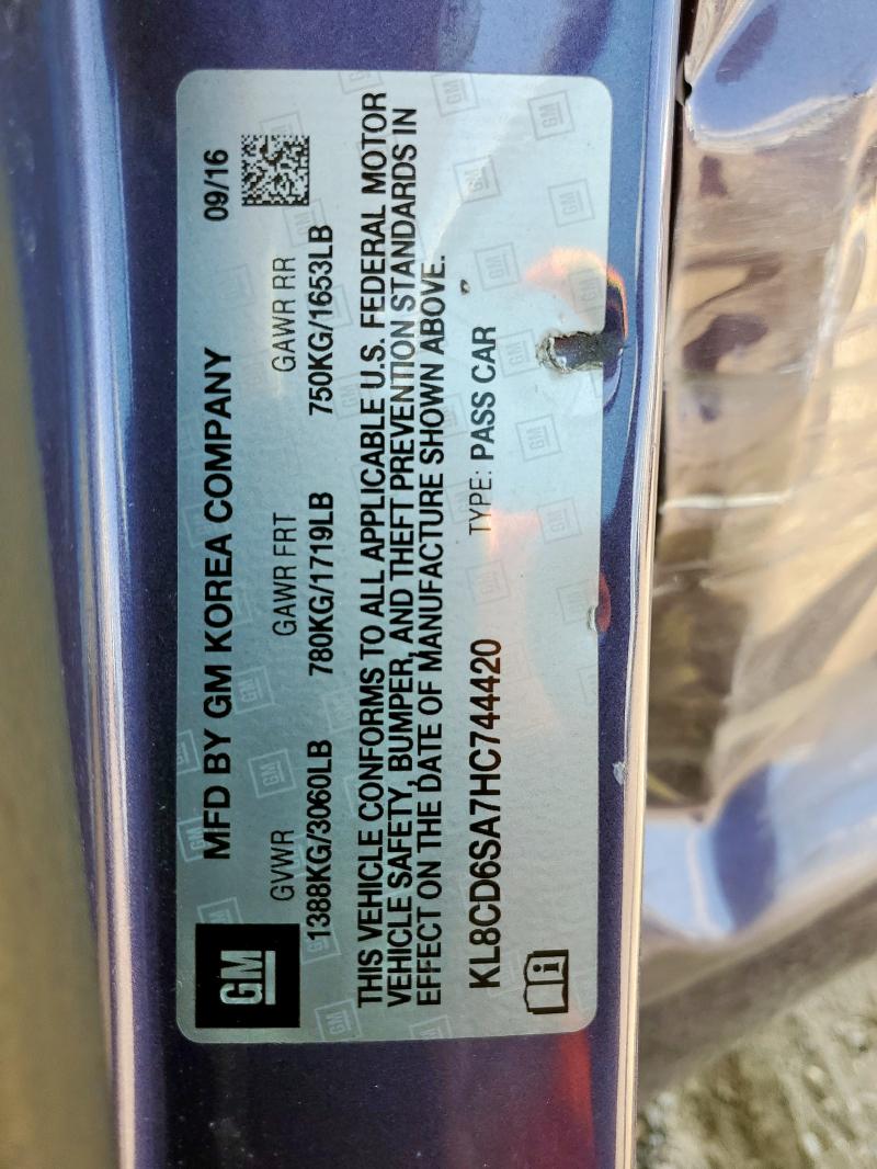 KL8CD6SA7HC744420 - 2017 CHEVROLET SPARK 1LT Bənövşəyi foto 12