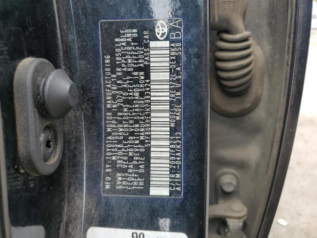 5YFBURHE1KP883424 - 2019 TOYOTA COROLLA L 黑色 照片 12